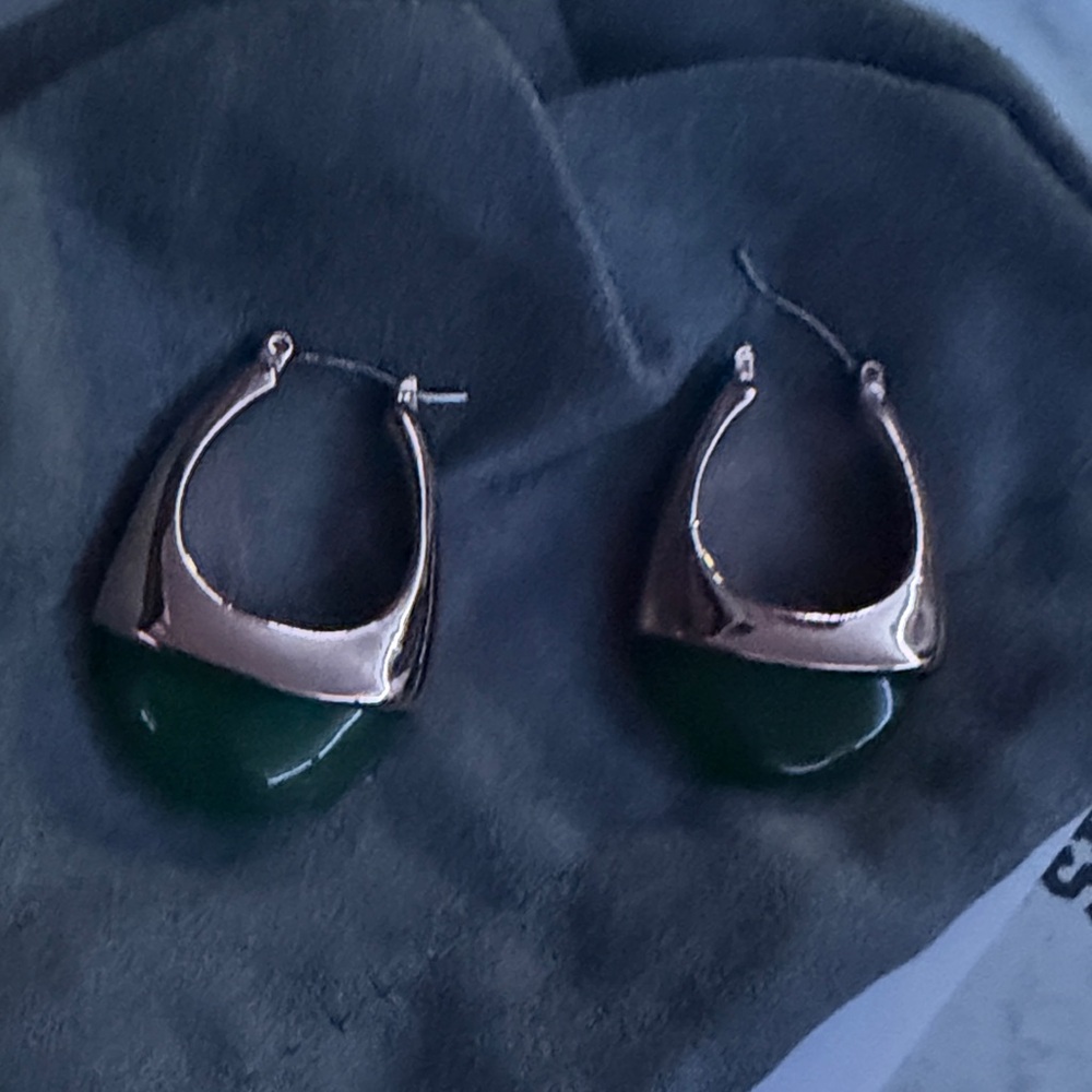 Chic Gold and Green Hoop Earrings